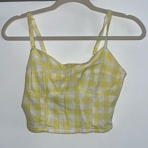 Japna Yellow & White Checkered Crop Top | XS